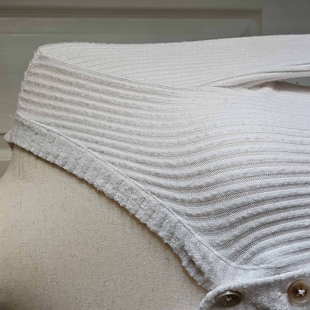 Loft Cream Ribbed Button Sweater - Picture 4 of 4